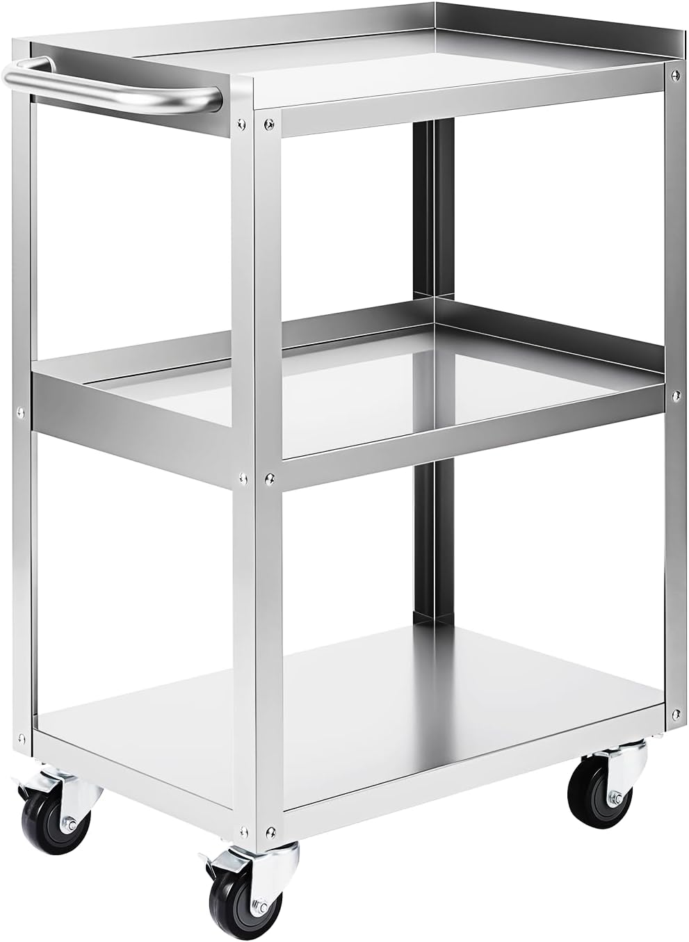 Office Supply Cart - Трехуровневая передвижная тележка из нержавеющей стали