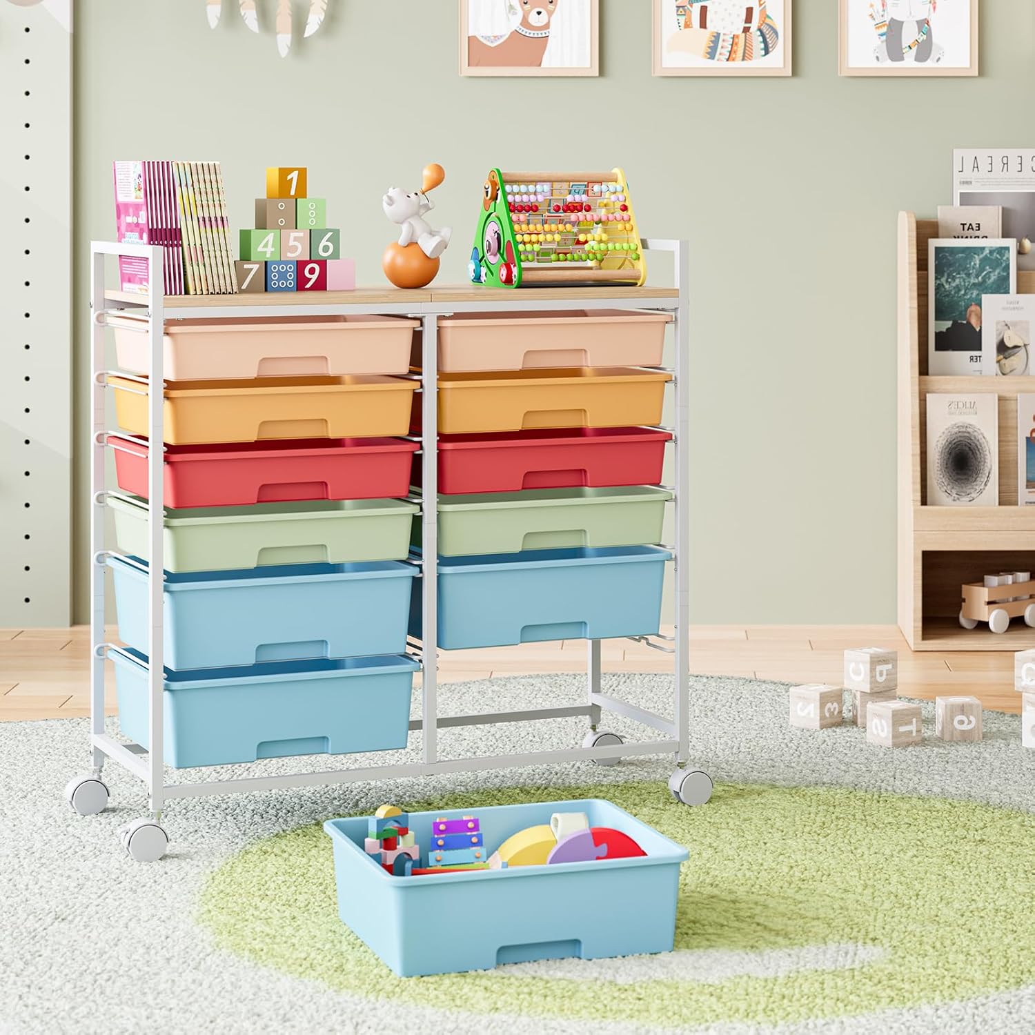 Тележка для хранения с 12 ящик – обзор и цена Office Supply Cart
