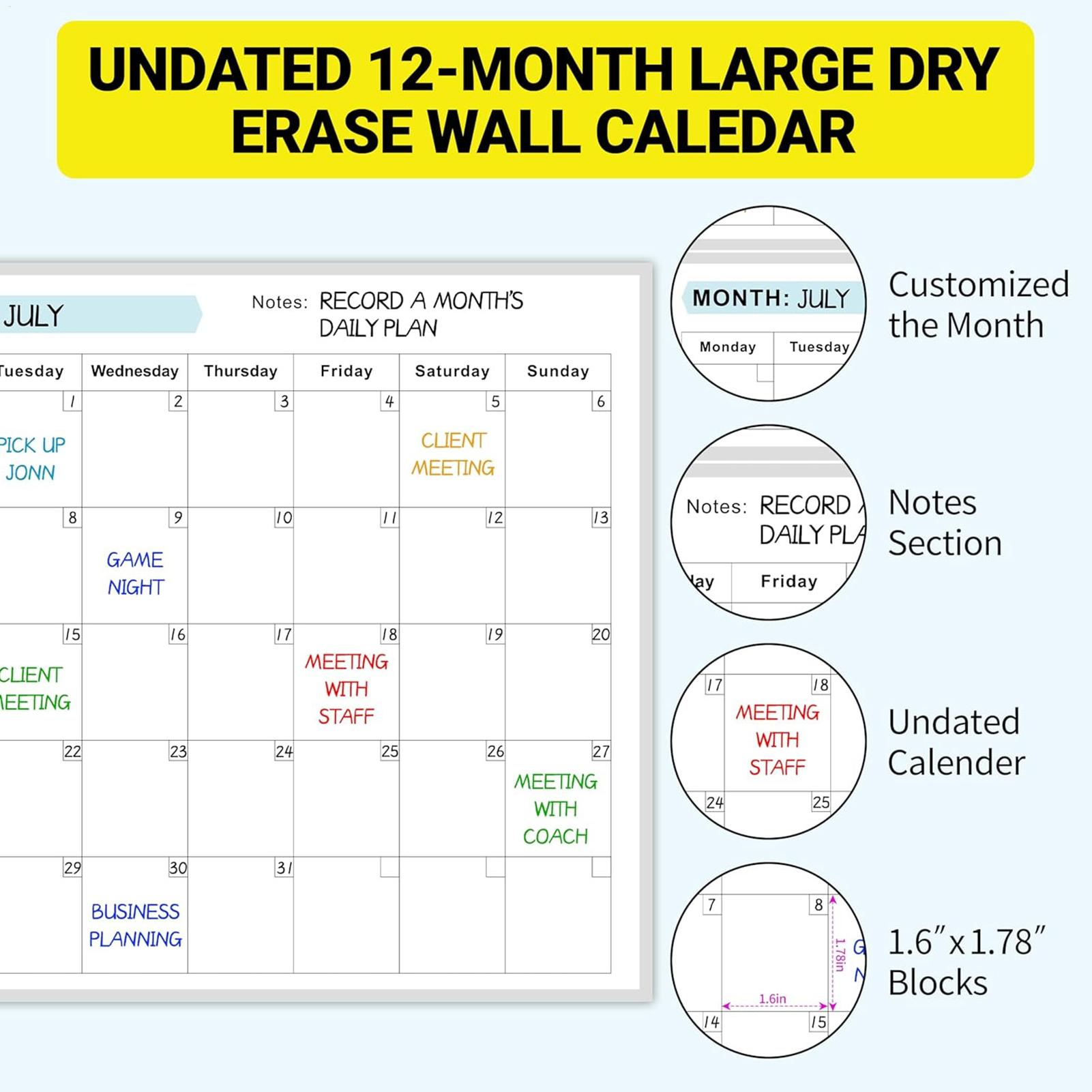 Стираемый ежегодный календарь- – обзор и цена Dry Erase Weekly
